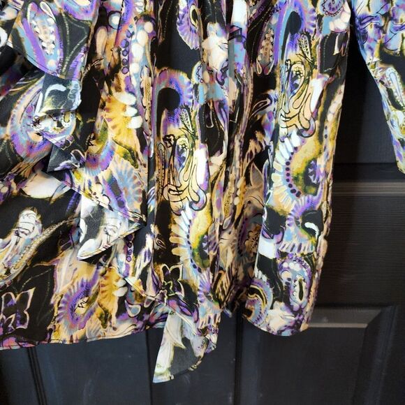 IRO Silk Blend Draped Wrap-effect Asymmetric Hem Damie Multicolor Mini Dress - Picture 16 of 16